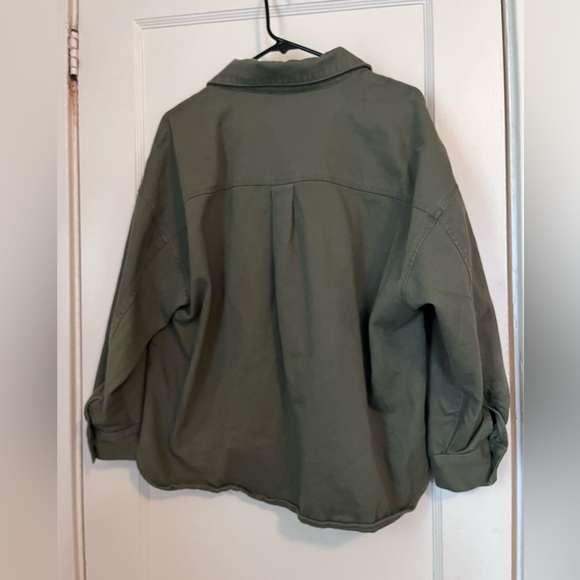 Olive green Banana Republic canvas shirt jacket - Picture 4 of 4
